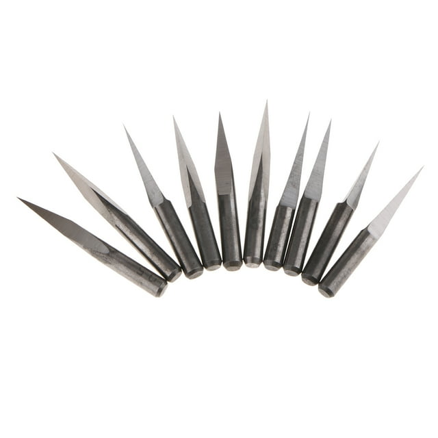 10 Piezas Brocas de Acero de Tungsteno Gloria CNC Router Tool 3.175mm 0.1mm Gris Plateado 10 Grados