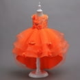 thumbnail image 2 of Gubotare Christmas Dress Toddler Tutu Long Chiffon Dresses Slit A-Line Ruffles Flower Girl Dresses for Wedding Girls Pageant Dress Size 8-9(Orange,8-9 Years), 2 of 4
