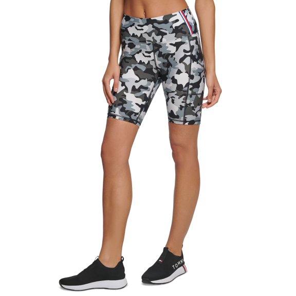 Tommy Hilfiger Sport Womens Camo Bike Shorts Black Multi L