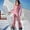 Pink, variant on Ovbmpzd Womens Snow Pants Beige Ski Windproof Waterproof Bib Pants Warm Overall One Piece Insulated Jumpsuits for Women L