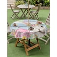 thumbnail image 3 of Light Blue Easter Outdoor Tablecloth - 54 Inch Round Dining Table Cover, Spring Easter Bunny Eggs Floral Wooden Waterproof Outdoor Table Cloth with Umbrella Hole & Zipper for Picnic/Patio/Party, 3 of 7