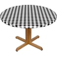 thumbnail image 1 of Round Fitted Tablecloth 54 Inch, White Black Buffalo Check Plaid Fitted Round Table Cover Elastic Edged Table Cover Waterproof Tabletop Cover Decorative Table Cover for Dining, Party, Buffet, Wedding, 1 of 8