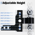 thumbnail image 3 of Adjustable 2" Receiver 6" Drop/Rise Drop Hitch 12500 LBS GTW Ball Mount 2" 2-5/16" Dual Towing Ball Double Locks, 3 of 3
