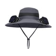 thumbnail image 4 of PLPPYFS Solar Fan Hat, Wide Brim Solar Fan Outdoor Fishing Hat, Solar Powered Fan Hat for Men Women Wide Brim Hat with 2 Fans, Solar Powered & USB Charging, for Fishing Summer, 4 of 4