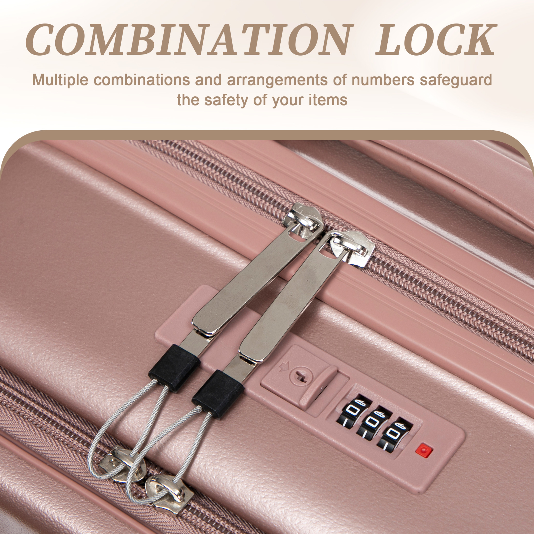 Noble House Lorven 2-Piece ABS Spinner Luggage Set, 20" Carry-On Suitcase and Cosmetic Case, Combination Lock, Champagne