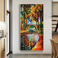 thumbnail image 1 of 1pc, Frameless Modern Wall Decoration Art Pictures, Abstract River In Autumn Night Scenery Oil Painting On Canvas No Frame, 1 of 4
