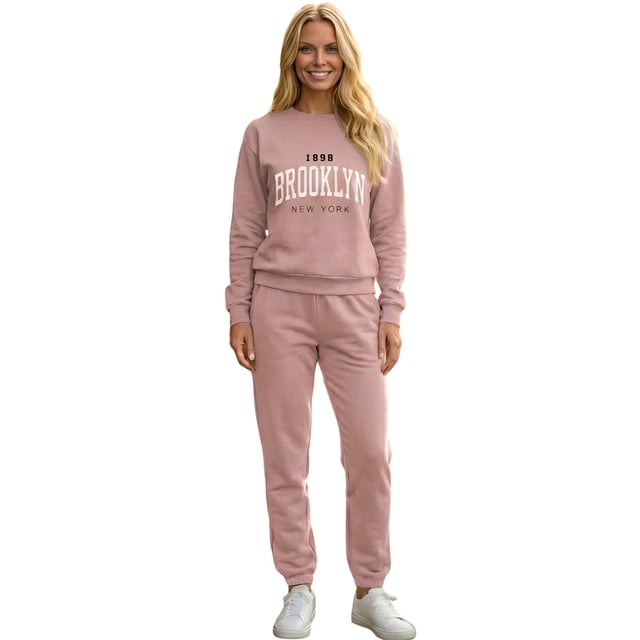 Set Mujer Sudadera Estampada y Pants Casual Cálido