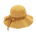 thumbnail image 2 of Visland Sun Hat Folding Sun Knitted Wide Brim Ribbon Bow Women Beach Hat for Outdoor, 2 of 6