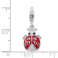 thumbnail image 4 of 925 Sterling Silver CZ Rhodium Plated 3-D Enameled Lady Bug With Lobster Clasp Cha; for Adults and Teens; for Women and Men, 4 of 4