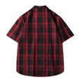 thumbnail image 4 of AHTJRT Men's Cotton Plaid Short Sleeve Casual Button Down Pocket Shirt Red M, 4 of 4