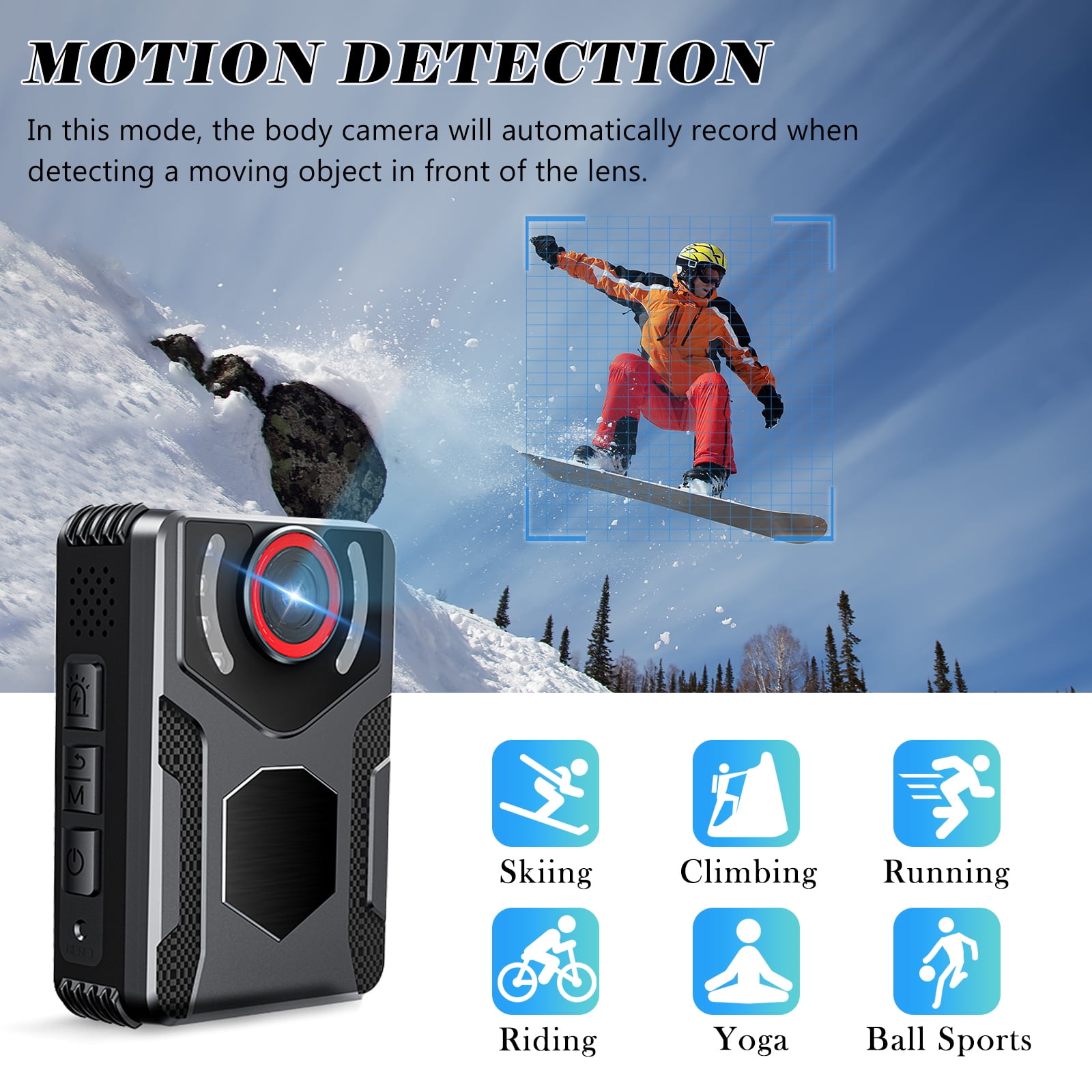 RONY 128GB Wearable Body Camera with Audio and Video Recording, 1080P FHD Body Cam with IR Night Vision for Law Enforcement Security Guard Civilian