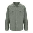 thumbnail image 6 of RYRJJ Men's Work Shirt Regular Fit Outdoor Hiking Cargo Shirts Long Sleeve Button Down Men Shirt with Pockets(Gray,XXL), 6 of 7