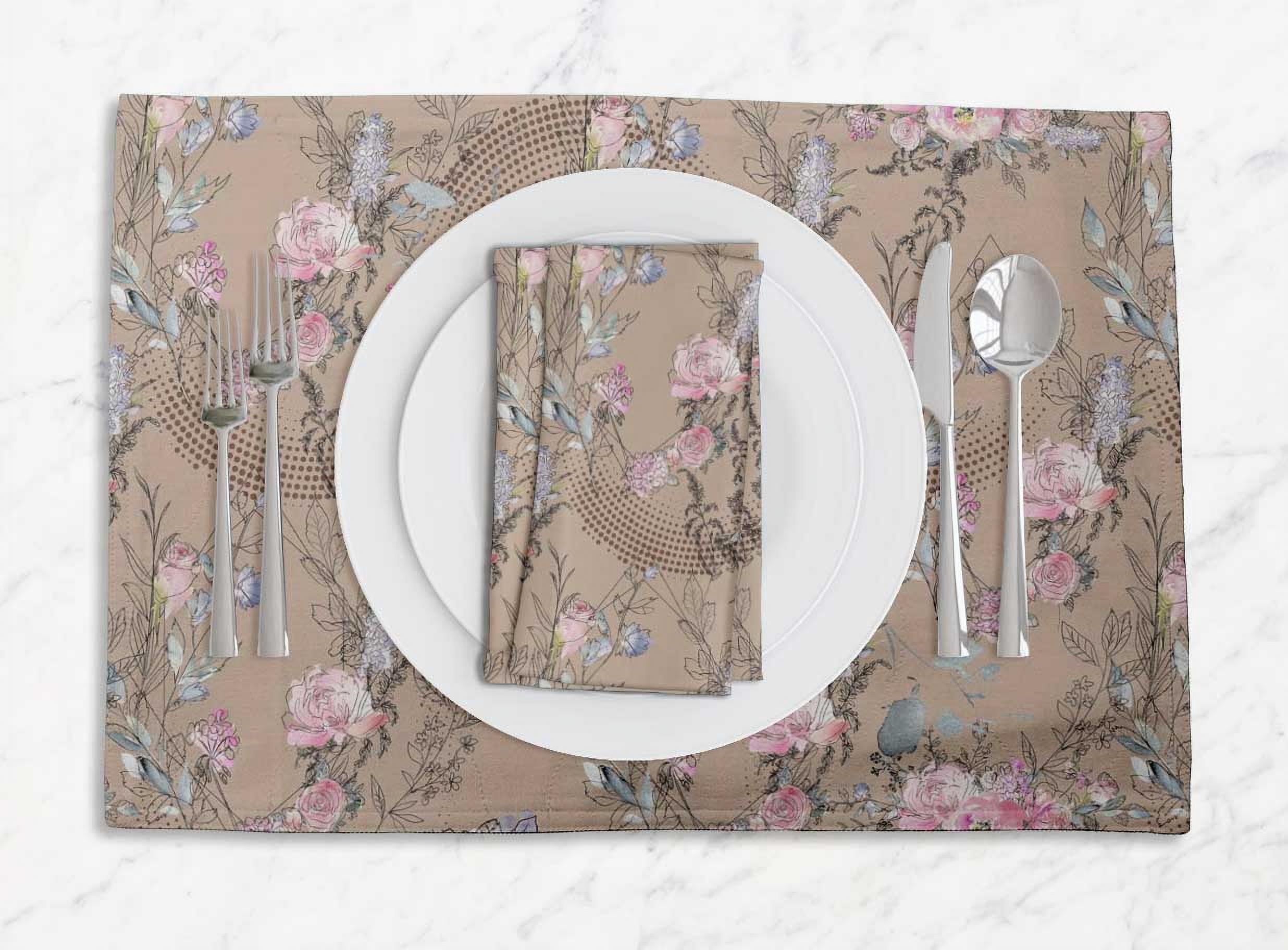 S4Sassy Orange Blossom & Peony Floral Printed Dining Room Reversible