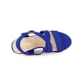 thumbnail image 4 of BLISSFUL STEP Women's Shoes Crisscross Ankle Strap Espadrille Wedge Sandals Deep Blue 7.5, 4 of 7