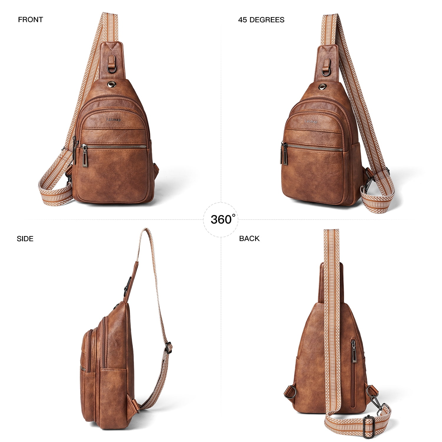 LATMAP Crossbody Sling Bag for Women, Adjustable Straps, Suitable for Travel and as a Gift, Brown