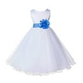 thumbnail image 3 of Ekidsbridal White Cornflower Tulle Rattail Edge Flower Girl Dress Christening Formal Evening Gown for Photoshoots 829T 4, 3 of 3