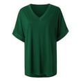 thumbnail image 4 of Giftesty Tops for Women Women's Fashion Summer Large Size V Neck Leisure Short Sleeve Solid Tops, 4 of 5