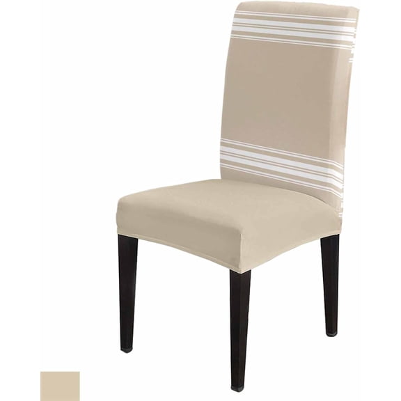 Chair Covers Khaki Stripes Dining Chair Slipcovers French Stripe Farmhouse Style Stretch Removable Chair Seat Protector Party Decoration Set of 1