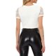 thumbnail image 3 of Camiseta corta de fiesta de manga corta con patrón metálico para mujeres INSPIRE CHIC XL plata blanca, 3 of 7