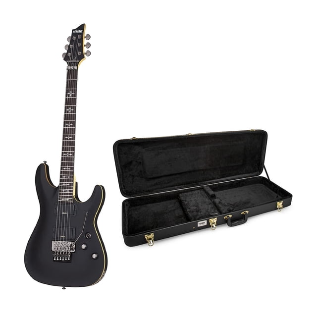 Guitarra eléctrica Schecter Demon-6 FR Aged Black Satin con funda