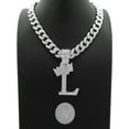 thumbnail image 3 of iJewelry2 Kings and Queens Crowned Initial Letter L Crystals Pendant Silver-tone Cuban Linked Chain Necklace, 3 of 3