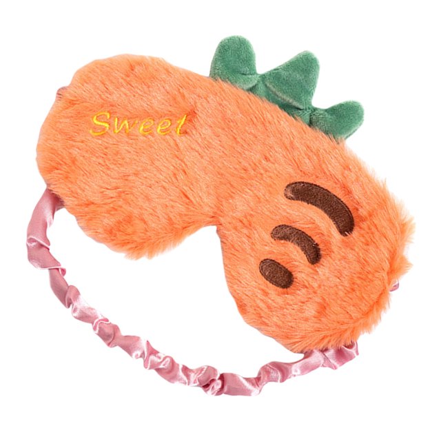 ORDDIART Cartoon Blindfold Eye Cover Plush Orange for Comfortable Travel 1Pcs