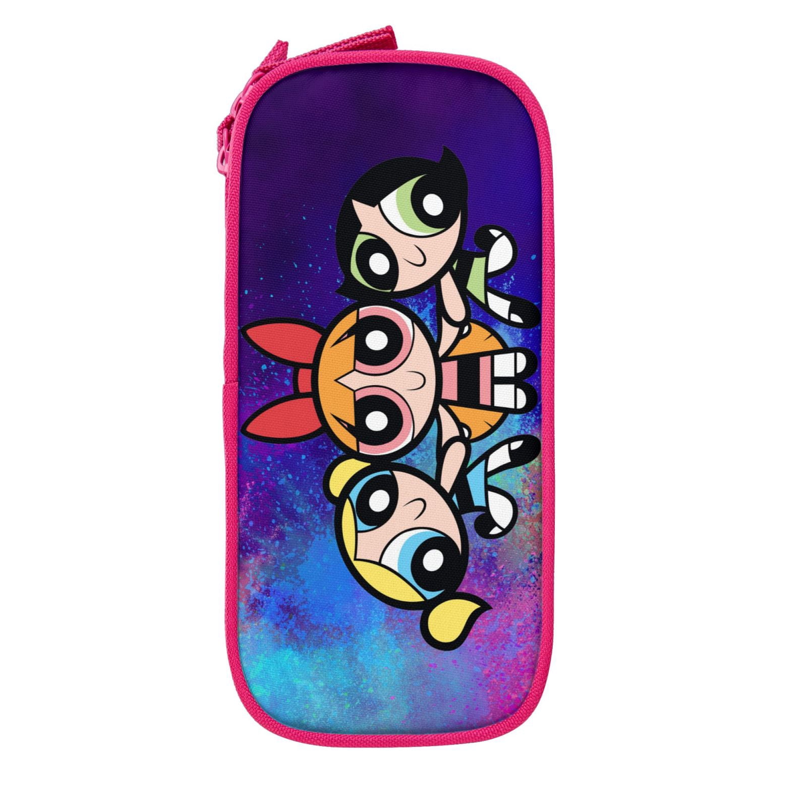 The Powerpuff Gi-rls Pencil Case Large Capacity Pencil Pouch Penbag Office Stationery Organizer Travel Makeup Bag Pink