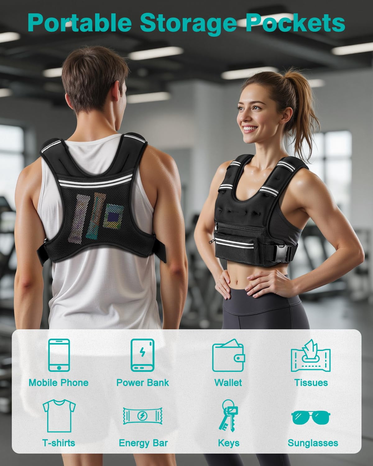 Black 8 lb Weighted Vest for Workout Running Walking