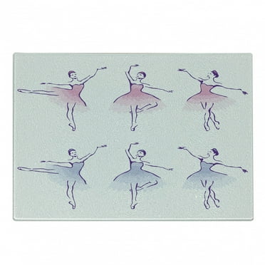 Ballet Cutting Board, Classical Dancer Women Performing Posing Watercolor Style Illustration, Decorative Tempered Glass Cutting and Serving Board, in 3 Sizes, by Ambesonne