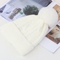 thumbnail image 1 of Gorro de punto con bola de pelo de color sólido para otoño e invierno, gorro de lana grueso y cálido para mujer, gorro a prueba de frío, gorro de cachemira de moda, 1 of 5