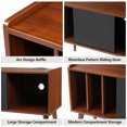 thumbnail image 3 of Simzone Vinyl Record Storage Cabinet with Charging Station Vinyl Record Storage Cabinet with Sliding Door for Living Room Bedroom Turntable Stand Holds up to 300 Album, Rustic Brown, 3 of 7