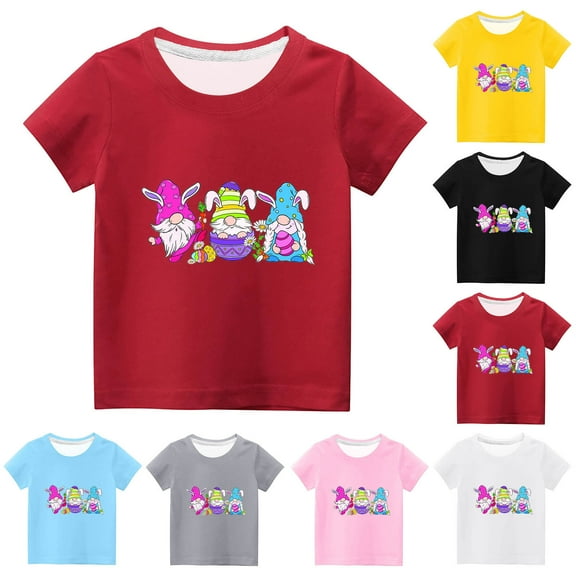 GERsome Boys Girls Tee Shirt Cute Print Graphic Short Sleeve Shirt for Kids Unisex Crewneck Top Tees Shirt for 3-14 Years, 1-Pack