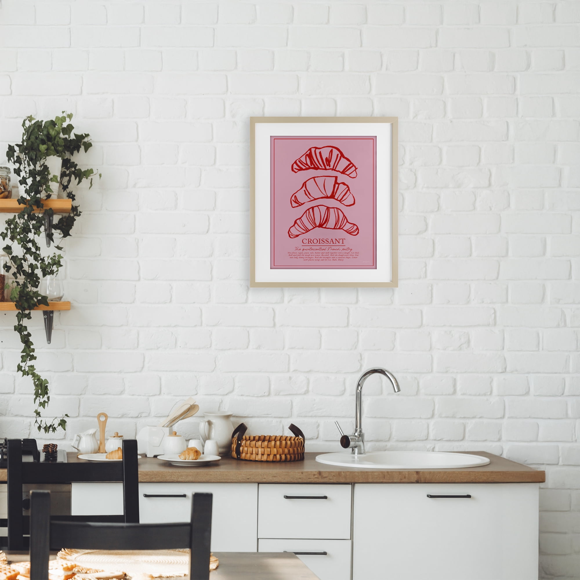 Stupell Industries Croissant Breakfast Pastry Birch Framed Print Under Glass, design by Jenaya Jackson