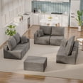 thumbnail image 3 of Lacoo Open Modular Sofa Set, Soft Corduroy Upholstered Modular Sectional Couch with Accent Pillows, Flexible Seating for Family & Guest, Gray, 3 of 7