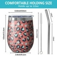thumbnail image 5 of Leopard Print 12oz Stainless Steel Insulated Wine Tumbler with Lid and Straw – Double Wall Vacuum Mug for Hot & Cold Drinks, 304 Steel Interior, Sweat-Free Design, 5 of 5