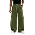 thumbnail image 3 of Men's Loose Fit Sweatpants with Pockets,Drawstring Elastic Waist Wide Leg Pants for Home Loungewear, 3 of 7