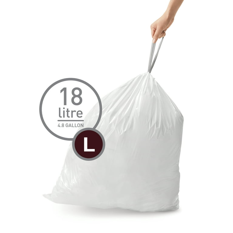Plasticplace 10 Gallon/38 Liter White Drawstring Trash Bags