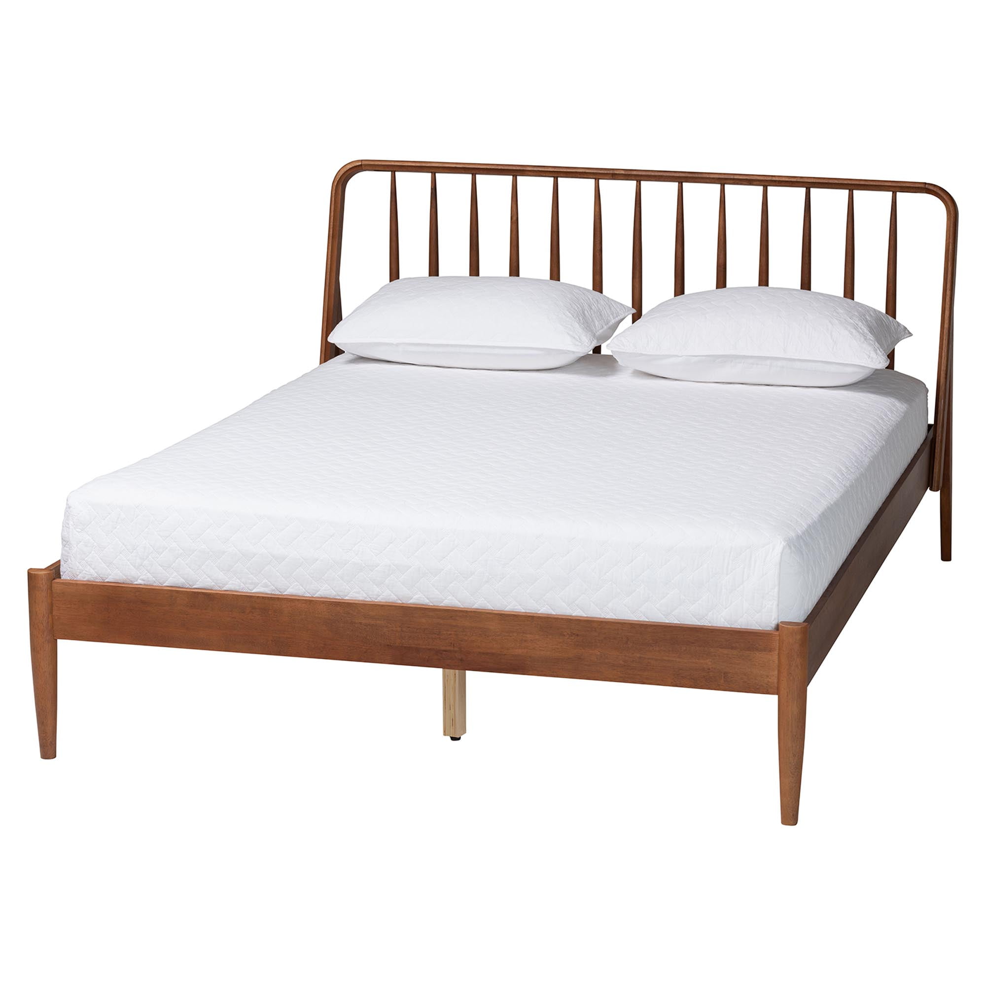 Baxton Studio Maeron Mid-Century Platform Bed, Queen, Walnut Brown