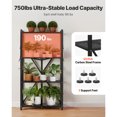 thumbnail image 4 of KFFKFF 4-Tier Foldable Storage Shelf, 28W x 13D x 54H Inch Metal Rack Shelving Unit, Durable Organizer with Wheels & Hooks for Pantry, Kitchen, Garage, Basement, Black, 4 of 9