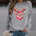 thumbnail image 2 of Chandail Imprimé Cerf Automne Hiver pour Femmes Manches Longues Col Rond Sans Capuche Mode de Noël, 2 of 4