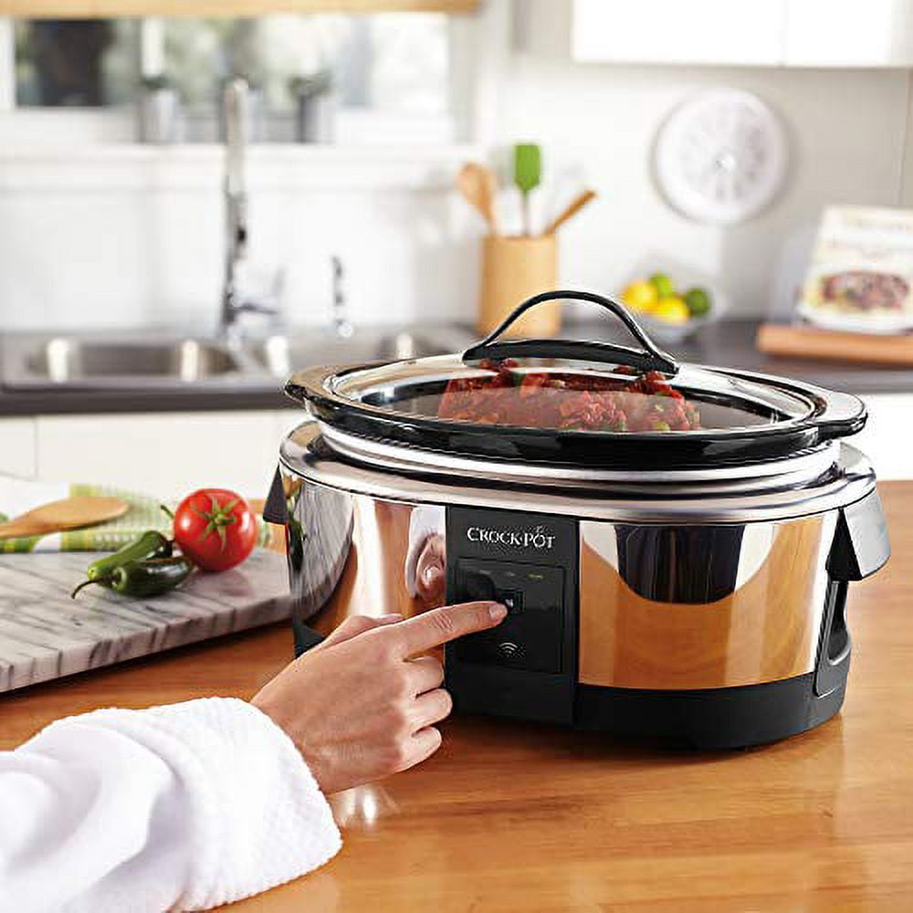 Crock-Pot 6 Quart Programmable Slow Cooker and Food Warmer Works with  Alexa, Stainless Steel (2139005)