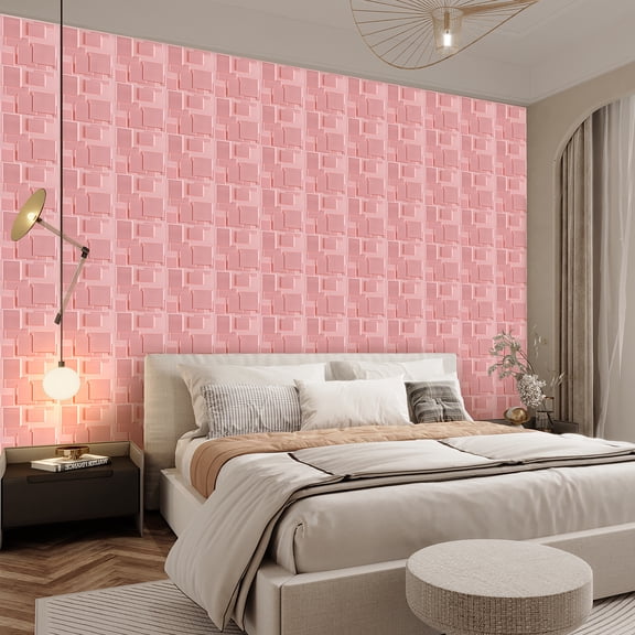 FLOLEOPA Textures 3D Wall Panels Pink Design for Interior Wall Decor Pack of 30 Tiles 29 Sq Ft (PVC)