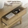 thumbnail image 3 of SICOTAS 26.78"W Boho Night Stands Set of 2 for Narrow Spaces, 25.67" Tall Rattan Nightstands with 3 Drawers , Large Bedside Table Wood End Table for Bedroom Living Room Hallway,Cherry Oak, 3 of 12