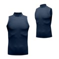 thumbnail image 2 of Ecqkame Men's Turtleneck Tank Tops Fashionable Slim Sleeveless Solid Color Shirts Casual Basic Sports Shirts Navy L, 2 of 9