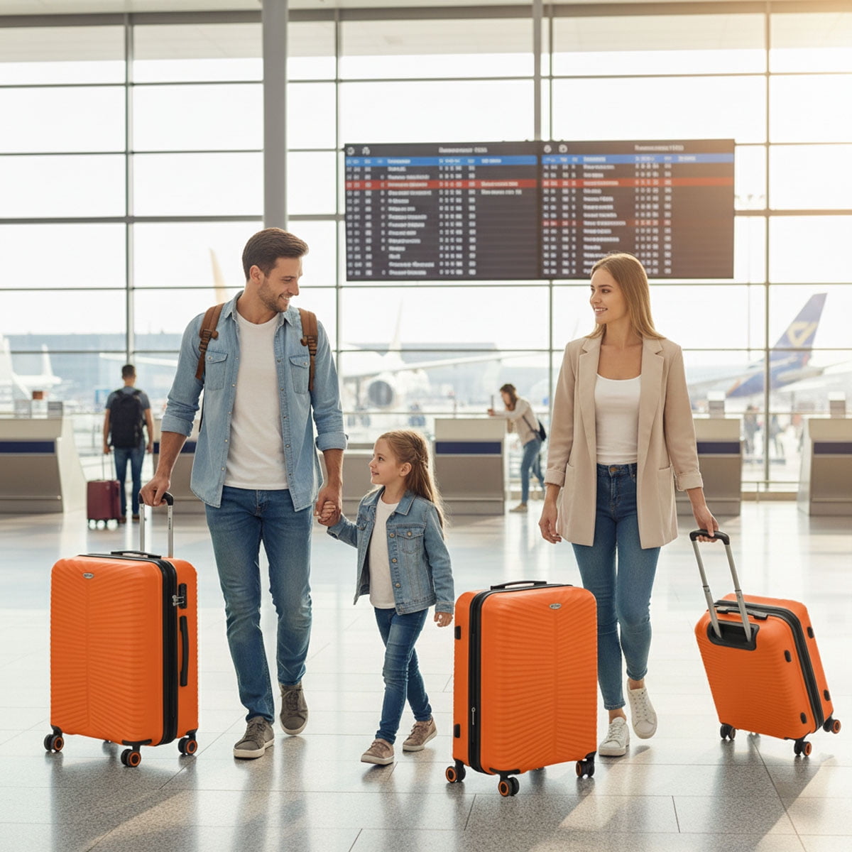 3 Piece Hardside Luggage Set Expandable Suitcase with Spinner Wheels,Lightweight Hardshell Suitcase Set 20in24in28in, Orange, SQ249