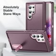 thumbnail image 3 of SaniMore for Samsung Galaxy S22 Ultra 6.8" 2022 Hybird Case, Rugged PC Back Shockproof TPU Shell Metal Hidden Kicksatnd Drop Resistant Anti-slip Heavy Duty Protective Case, Purple+Pink, 3 of 9