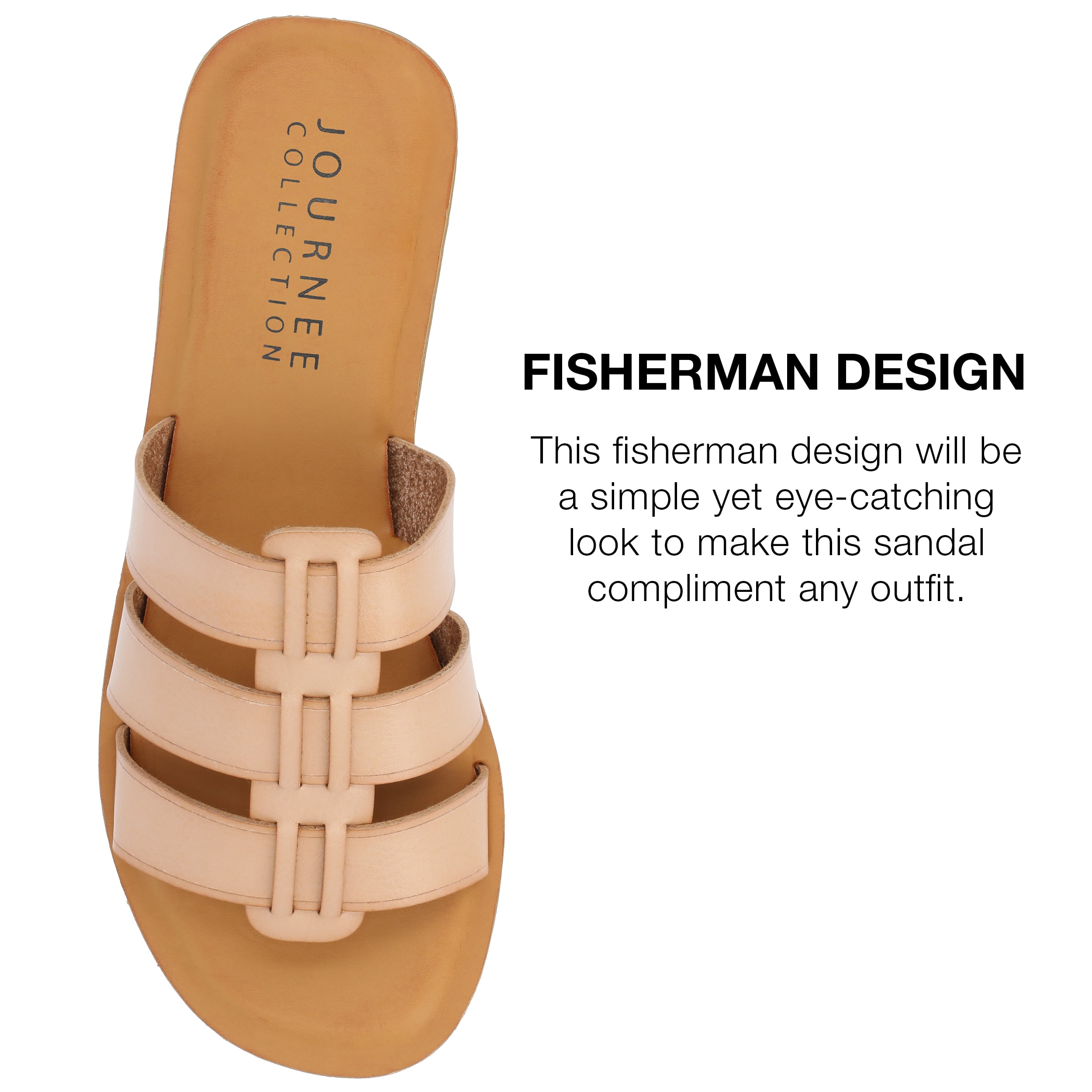 Journee Collection Womens Serrie Tru Comfort Foam Slip On Slide Flat Sandal