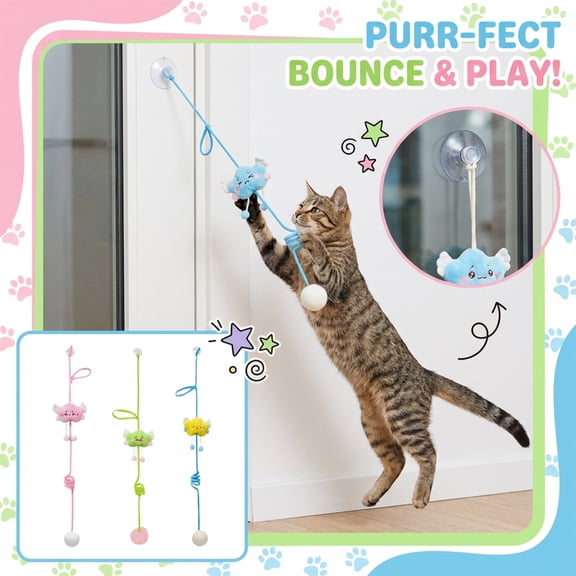 Cat toys interactive for indoor Cats, Hanging Cat toy, Suction Cup Base, Catnip for Cats, Self Play Cat toys, Pink Cloud Shape, 1 Pc, Feline Enrichment