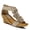 BEIGE, variant on Women's HARLEQUIN Ankle Strap T-Strap Wedge Sandals - Floral Design, Cushioned Insole, Back Zipper