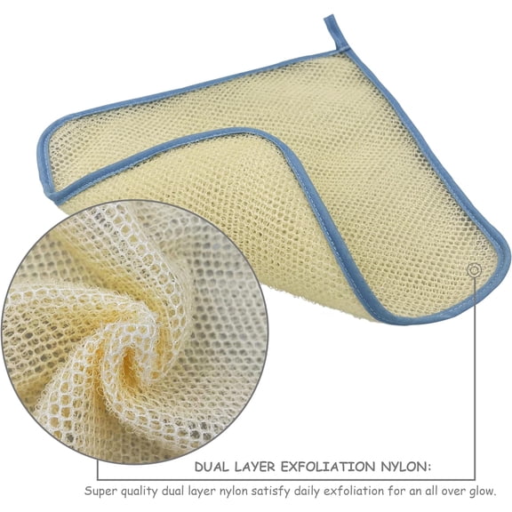 Bath (6 Pack) Extra Thick Two Layers Exfoliating Skin Face Body Wash Cloth Soft and Buffing Premium Sturdy Loofah Massage Bath Scrubber